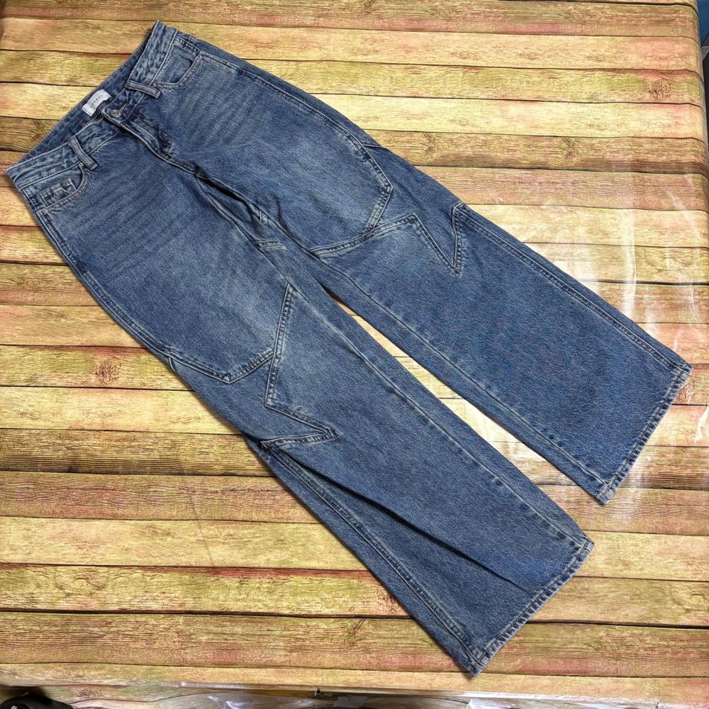 PacSun Casey Low Rise Star Panel Baggy Jeans 22 Cyber Y2K Grunge Slouchy Acubi